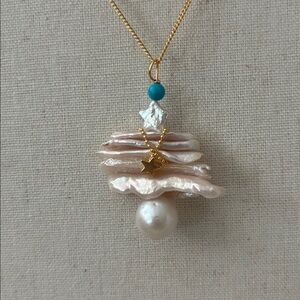 Elegant Baroque Pearl Necklace & Brooch - Christmas tree necklace|Christmas Gift